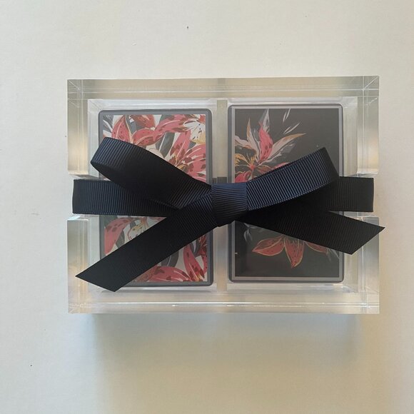 Two decks of playing cards in decorative lucite box. Brand New! - Picture 1 of 4